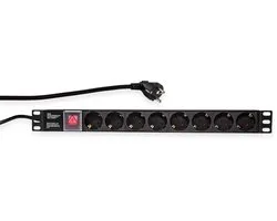 Logilink Stekkerdoos - 8 voudig met schakelaar - 2 meter snoer - Max. 3500watt - 16A - Geschikt voor 19" rack of losse montage