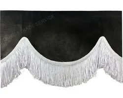 Ruban de fenêtre noir avec franges blanches, doublé des deux côtés, 250x12 cm avec Velcro, pour tracteur, camion, sprinter, caravane, etc.