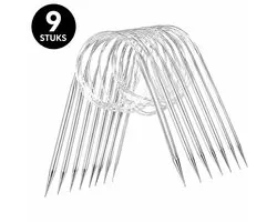 Rondbreinaalden Set - 9 Maten 2,5-10 mm - Metaal - Zilver