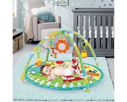 FUEGOBIRD - Tapis de Play Bébé - Zoo coloré - Gymnase de luxe - Interaction des couleurs et jouets de préhension - Son magnifique - Jeu d'éveil pour bébés à partir de 2 mois - Rond