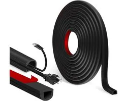 Kabel Organiser Set - 2 m - Kabel Management - Kabel Organiser - Kabelbuis - Kabelbeschermer - Zelfklevende kabelgoot voor wandmontage - zelfsluitende kabelmantel – Kabelmantel – Kabelsok – Spiraalband - voor wand en vloer - Zwart