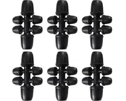 6 Pieces Barbed Tee Connector voor Drip Irrigation - 6-Way Anti-Drop - 8/12mm naar 4/7mm Irrigation Tube Fitting - Drip Irrigation Fittings voor Farm en Tuin