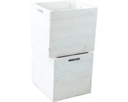 Set de 2 Caisses de rangement pour racks Kallax et Expedit - Caisses en bois, Perfect pour le Vin et les fruits, 33 x 37,5 x 32,5 cm, Wit