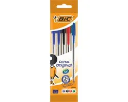 BIC Cristal Original Balpennen - Verschillende Kleuren - Pak van 5 Stuks - Medium Punt 1 mm