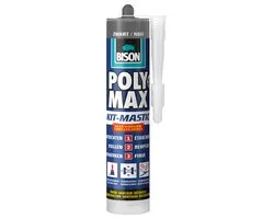 Bison Poly Max Kit zwart koker 280 ml, alles in 1 kit, waterdichte afdichting, universeel, binnen en buiten, overschilderbaar, vullend, temperatuurbestendig van - 40°C tot + 100°C