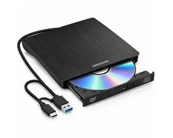 IMENGINE® Externe DVD/CD Speler & Brander – USB-C & USB 3.0 Optical Drive voor Laptop, PC & MacBook – CD/DVD Lezer & Brander – Plug & Play – Windows, macOS & Linux