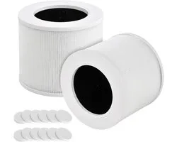 Filters compatibel met LEVOIT Core Mini luchtreiniger, 3-in-1 HEPA-filter zeer efficiënte actieve kool, 2 stuks vervangingsfilters en 12 stuks aromapads, wit