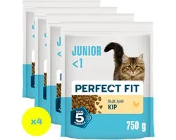 Perfect Fit Kattenbrokken - Junior - Kip - 4x750g