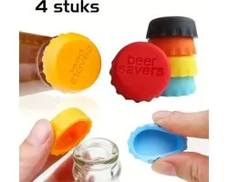 DW4Trading Herbruikbare Siliconen Bierfles Afsluit Dopjes Set van 4 Stuks - Flessenstop - Beer Savers - Diverse Kleuren