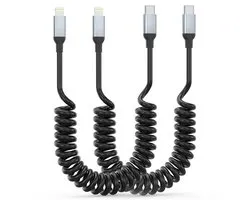 Naar Lightning-kabel voor iPhone, 2 stuks, intrekbaar iPhone-laadkabel voor auto, kort USB-C-iPhone-oplader voor iPhone 14/13/12/11 Pro Max/XS MAX/XR/XS/X/8/7/Plus/6S, iPad/iPod