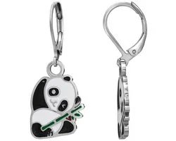 Joy|S - Boucles d'oreilles pendentif panda - Fermoir brisure - Acier chirurgical - noir blanc - ip/pvd - panda avec leverback - boucles d'oreilles pour enfants