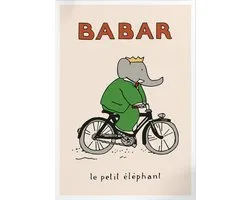 King Babar By Bike (Babar de Olifant) | Poster | B2: 50 x 70 cm