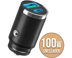 Chargeur de voiture YSONIC - Chargeur rapide universel Duo - Ports USB C et A - Prise allume-cigare Type C - Charge Fast jusqu'à 100 W maximum - Compatible avec Apple, Samsung , Oppo et plus encore - Zwart