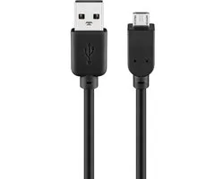 Goobay Micro-USB-kabel 3 m zwart, USB-A naar Micro-B, USB 2.0 met 480 Mbit/s, 2,5 W en 0,5 A, 2x afgeschermd