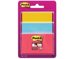 Post-it Super Sticky notes, 3 formats, couleurs assorties, bloc de 45 feuilles, sur blister