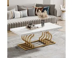 Tribesigns Modern Coffee Table, Living Room Table, Faux Marble, Cocktail Table with Geometric Frame, Rectangular Center Table, Tea Table, Accent Furniture Table, Sofa, Side Table for Home Office,