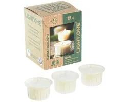 Light.one papieren theelichtjes naturel plasticvrij vegan 12 st