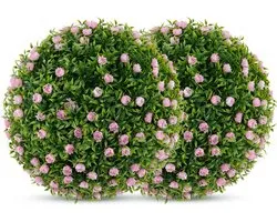 KOMFOTTEU Set van 2 kunstballen, 37 cm, met rozenbloemen, frame van polypropyleen, veilig en betrouwbaar, decoratieve tuinbol met bloemen, voor veranda, huis