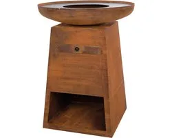 RedFire - Orion - Roest - Staal - Vuurschaal - Fire Pit - Stevig staal - Diameter 80cm - Industrieel - Terrasverwarming - Sfeerhaard - BBQ - Grill