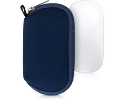 kwmobile computermuis hoes geschikt voor Apple Magic Mouse 1 / 2 hoesje - Muis beschermhoes met rits - Mouse case van neopreen in donkerblauw