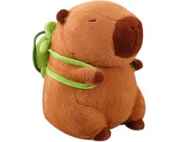 Capybara met Rugzak Pluche Knuffel 23 cm - Grote Capibara Rugtas Knuffels - Knuffeldier Knuffelvriend - Groot Bruin Dierenknuffel - Kapibara Kapybara - Speelgoed kawaii kussen TikTok Plush Toy
