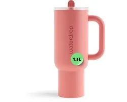 Waterdrop® Explorer Thermo Drinkbeker 1,1 L - 12 uur koud - Drinkbeker met rietje, handvat en lekvrij deksel - Perfect voor ijskoude dranken- zachtroze - Drinkfles - Waterfles