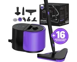 Motionflow Stoomreiniger PRO 4 bar - 16-delig - Professionele Dieptereiniging - 45 Minuten Gebruiksduur - 1500W 1.5L Watertank - Handstomer voor Diepe Reiniging Vloer, Bank, Badkamer en Tapijt - Tapijtreiniger & Vlekkenreiniger - Zetelreiniger Zwart