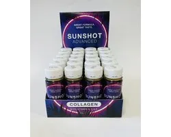 SUN SHOTS TOONBANK VERPAKKING. 24x 60 ml. Tan & Beauty drink