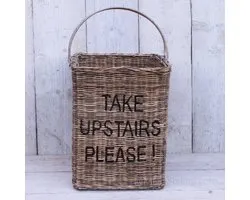 MigoStyling - Panier d'escalier - Gris - Roseau - Texte - Poids léger - Smirite