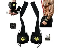 Namajunas - 2 stuks Lifting Straps met D-Ring- Wrist Cuffs Gym - Met siliconen - Antislip - Fitness Cuffs Voor Kabelmachine - Fitness accessoires - Wrist Wraps - Deadlift Straps - Power Grips - Krachttraining - voor gewichtheffen en kabelmachines