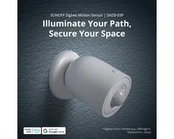 SONOFF SNZB-03P ZigBee-bewegingssensor, draadloze ZigBee 3.0-detector, detectie van 5 seconden, slimme scène, SONOFF Zigbee-bridge vereist, batterijen inbegrepen, compatibel met Alexa/Google Home