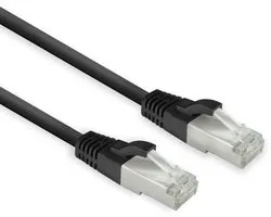 ACT Black – câble de raccordement slimline pour centre de données LSZH U/FTP CAT8, 1.5 mètres, sans accroc, avec connecteurs RJ45 FB8151