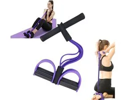 Multifunctioneel weerstandstouw - 6-delige elastische yogapedaalweerstandsband - voor buik-/taille-/arm-/beenstrekkingen en afslanktraining - Paars - Draagbare stretchband - Fitnessweerstandsband