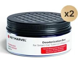 Pet Marvel C1 - Désodorisant autonettoyant pour litière pour chat - Boîte de contrôle des odeurs - Neutralise les odeurs - Lot de 2