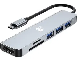 Grey Fox 6 in 1 USB HDMI Hub - USB Splitter 2.0/3.0 - 4K HDMI - Ultra High Definition - 30Hz - USB C Type - Geschikt voor Mobiel, Laptop, Macbook en Windows