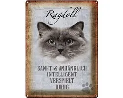 Blechschild Spruch 30x40cm Ragdoll Katze sanft Schild