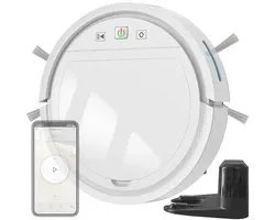 Smart Robot stofzuiger met borstels en dweil functie in gratis Tuya en Smartlife app. wit