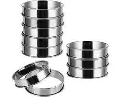 10pcs 10cm Small Baking Rings, Cake Rings, Dessert Rings, Round Muffin Rings, Stainless Steel, Crumpet Rings, Double - ShopVlot