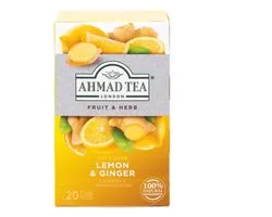 Ahmad Tea Lemon & Ginger Infusion – Citroen & Gember Kruidenthee – Cafeïnevrij – 20 Theezakjes – 40 g
