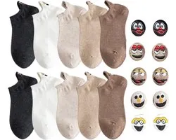 Smiling Socks Basic Sneaker Sokken - 10 Paar - Grappige Enkelsokken voor Heren en Dames - Maat 35-41
