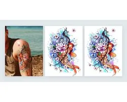 2 sheets temporary koi fish tattoo cherry blossom Japanese koi tattoo LC769x2 - ShopVlot