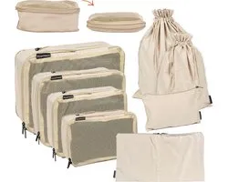 Roamwell Compressie Packing Cubes - 8 stuks - Koffer Organizer Set - Compression Packing Cubes voor Baggage & Backpack - Beige