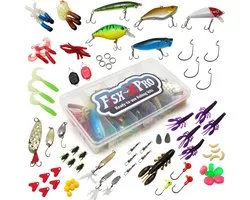 Fish-Xpro - Roofvis accessoires set 88-Delig - incl. opbergdoos - Twisters - Shads - Pluggen - Spinners - Lepels - Jigkoppen - Vis spullen - Tacklebox
