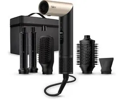 SILK 'N Silk'n air styler et sèche-cheveux - SilkyAir Flex - Multistyler 5 accessoires inclus, boucleurs auto-wrap, brosse plate, brosse ovale, concentrateur, diffuseur et étui de rangement - 1300 W - Noir
