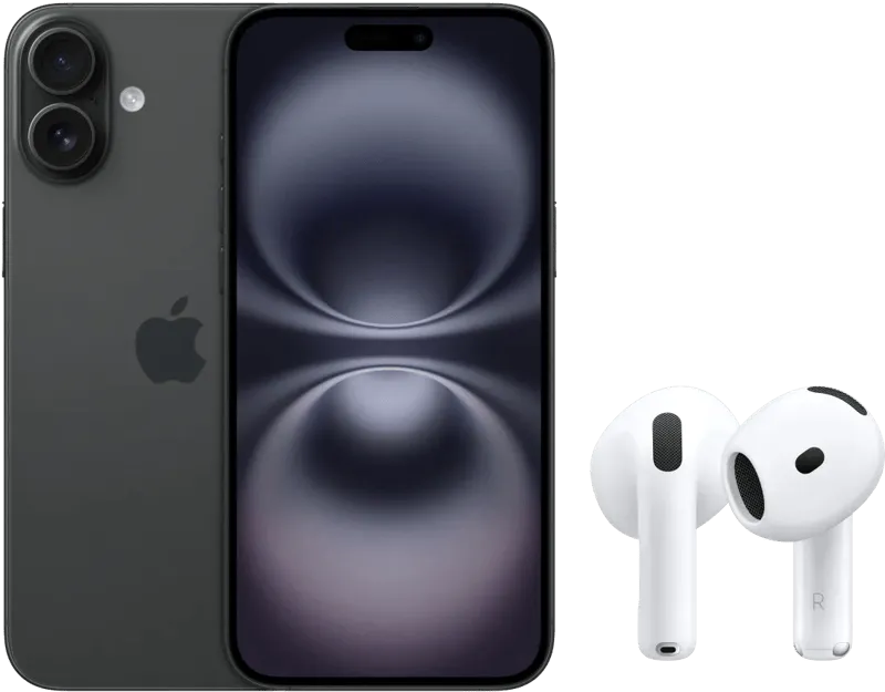 Apple iPhone 16 128GB Zwart + AirPods 4 Active Noise Cancellation