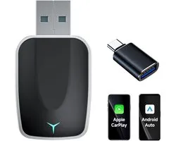 2-in-1 Wireless CarPlay & Android Auto Adapter - Plug & Play Conversie naar Draadloos - Automatische Verbinding binnen 3 Seconden - iOS 12+ & Android 11+ Compatibel