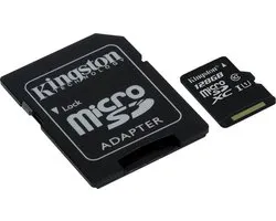Kingston microSD kaart 128 GB + SD Adapter