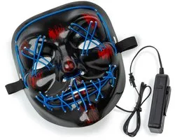 LED Masker Halloween – Verkleedkleding - Purge Stijl – Met Controller – 3 lichtstanden - Blauw Licht