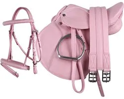 QHP Compleet Zadelset - Maat Shetlander-pink / 13 inch
