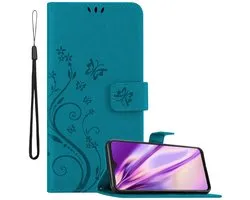 Coque Cadorabo pour Samsung Galaxy M21 / M30s en BLEU FLORAL - Coque de protection à motif floral avec fermeture magnétique, fonction support et fentes pour cartes